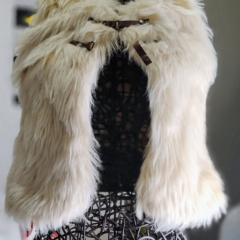 Little Lass Cream Teddy Jacket Plush Open Front